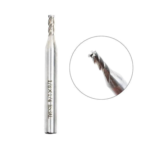 Pro Grade HSS One Eighth Inch By One Quarter Inch Straight End Mill Cutter Pack Of Two For Wood Aluminum Steel CNC Milling Router Bits With TiAlN Coating