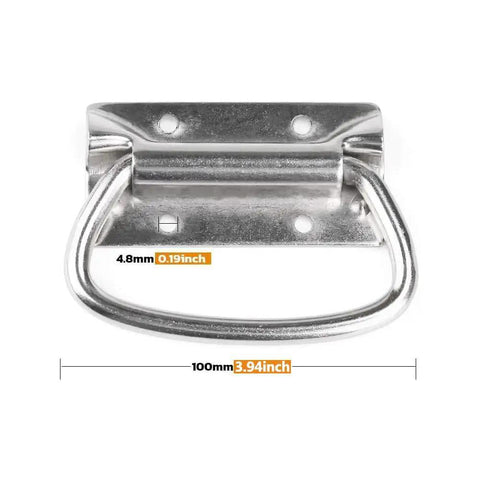 Stainless Steel Toolbox Pull Handles Set 4 Inch For Lifting Doors And Chest Covers Pack Of 2 Silver Durable Mounting Hardware
