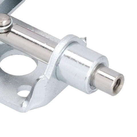 Close-up of push pull toggle clamp with quick release, heavy duty hand tool for jigs and part holding, stainless steel construction.