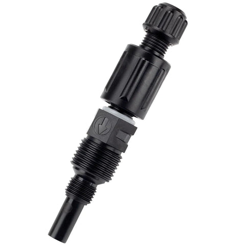 1/4-inch UCDBINJ injection check valve, black plastic inline fitting with hose barb ends for peristaltic pumps