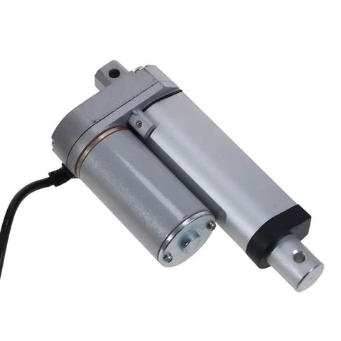 50mm Stroke Beefy Heavy-Duty Electric Linear Actuator with 500 RPM DC Motor, shown in side view with brushed design and cable