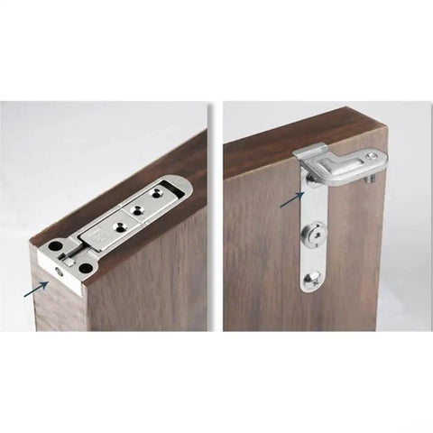 Two Pack Adjustable Rotatable Hidden Door Hinges For Wood Secret Doors Heavy Duty Zinc Alloy Silver Finish Concealed 3D Adjustable Door Hardware