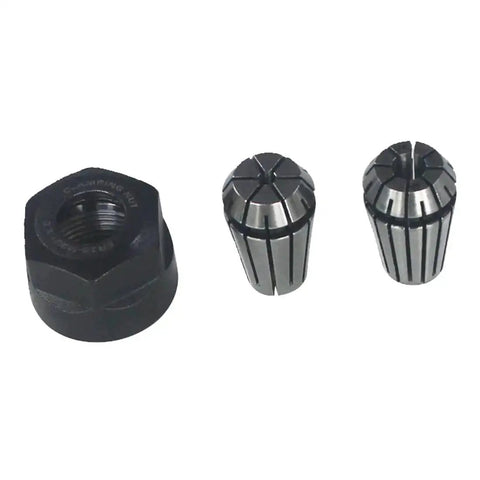ER16 Spring Collet Nut Set with 1/8 and 1/4 inch chucks for CNC milling and engraving, shown with clamping nuts on white background