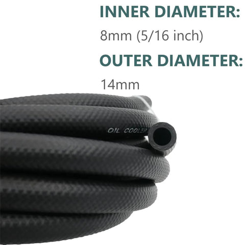 5/16 inch transmission oil cooler hose, black braided, 8mm ID 14mm OD