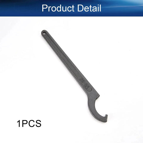 C Hook Wrench For 28-32mm Round Nut Metric Collet Chuck Spanner Heavy Duty Household Repair Tool, forged steel with nickel finish.