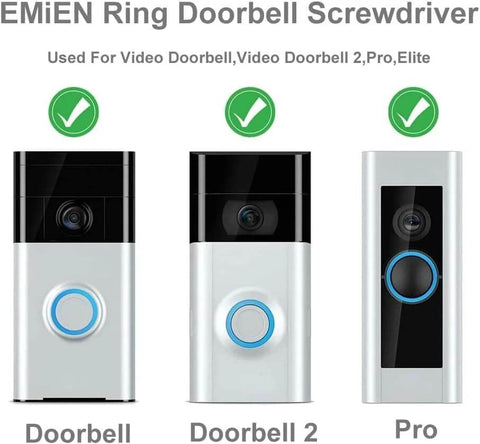 Video Doorbell Screwdriver Set With Torx T6 And T15 Bits for Battery Replacement and WiFi Reset, compatible models displayed