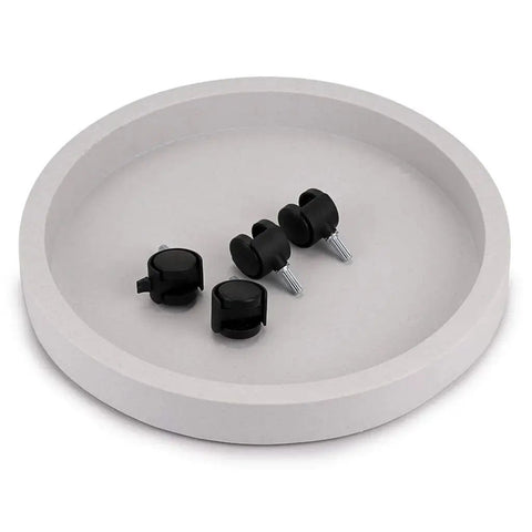 13 Inch Plant Caddy With Four Wheels For Heavy Planters And Deck Use, wheeled base and removable black wheels.