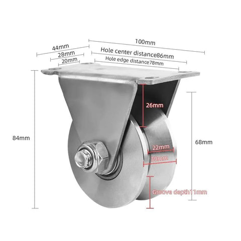 3In V Groove Wheel Stainless Steel Heavy Duty Beefy Caster For V Track Rail And Sliding Gates with double bearing design