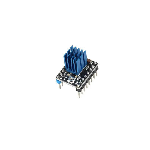 Easy No Fuss Passive Cooling Heatsink Kit With Thermal Conductive Tape For Stepper Driver Modules TMC2130 TMC2100 A4988 DRV8825 TMC2208 22 Piece Set For 3D Printer Controllers, blue aluminum heatsink on stepper driver module