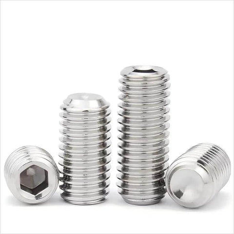 Rugged M6x25mm Hex Socket Grub Screws Set Headless Cup Point And Flat Point Internal Hex Drive 304 Stainless Steel Metric Threads