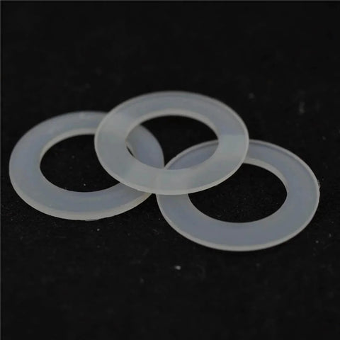Three Non Conductive Nylon Flat Washer Inner Diameter 1/2 Inch Outer Diameter 25/32 Inch 100 Pcs RoHS Compliant UL94 V2 on black background