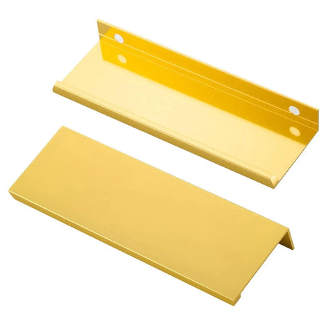 Gold 10 Pack Edge Finger Pulls For Cabinets, 4.72 Inch Length, 96 Mm Hole Center, Concealed Hidden Edge Pulls, Durable Aluminum Hardware