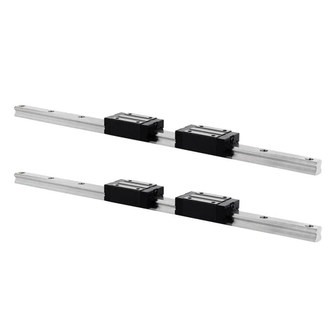 500mm Linear Rail Kit with Two Guide Rails and Four Carriage Blocks for CNC Machines, Pro Grade, displayed from side view