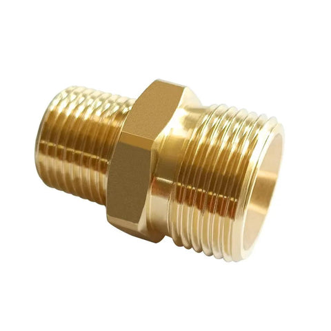 Beefy Brass Pressure Washer Coupler Set M22 14mm To Three Eighths NPT Male Thread Universal Connector For Power Washer Gun And Hose 4500 PSI Hex Nipple Adapter Fitting 2 Pack