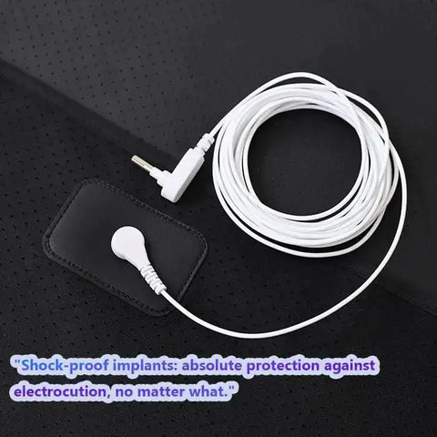 Coil cord and connector on vegan leather of Bedside Grounding Mat For Sleep And Deep Relaxation No Electricity Needed Premium Pad Kit.