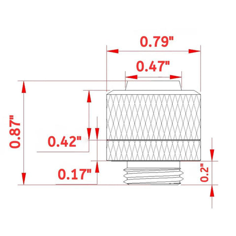 Black compression fitting for PC water cooling; G1/4 to 3/8 ID soft tubing, 1/2 OD, knurled body, front view