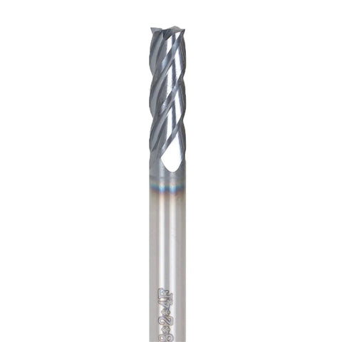 Five Pack Three Sixteenth Inch Four Flute Carbide End Mills For CNC Square Nose End Mill Bits With Straight Shank Close-Up View