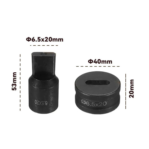 Hydraulic Oval Hole Punch Die For Metal Sheets 10x25mm, shown with dimensions, for steel, copper, and aluminum applications.