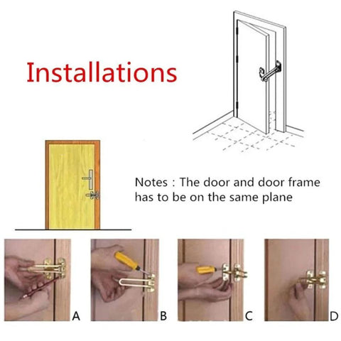 Installation guide for Heavy Duty Door Buckle Safety Chain Lock For Home And Hotel Doors Anti Theft Door Guard with zinc alloy