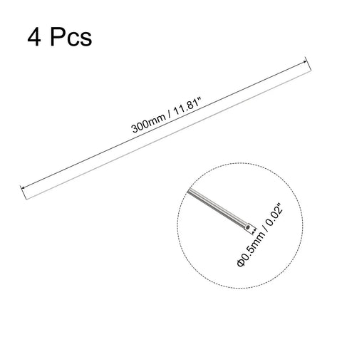 Diagram of 4 Pack 304 Stainless Steel Capillary Tubes With Outer Diameter 0.5mm And Wall Thickness 0.1mm Each 300mm Long For Industrial Machinery