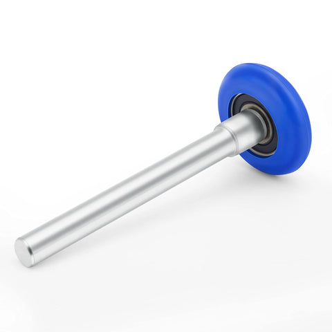 Single 2-inch blue roller with 4-inch stem from 10 Pcs 2 Inch Nylon Garage Door Rollers with 6200-2RS Precision Bearings, waterproof and heavy duty.