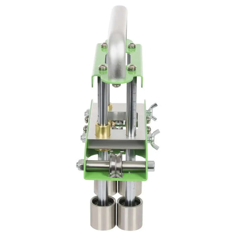 Front view of Versatile Sheet Metal Bender With Two-Station Edge Roller For Roofing, 0 To 90 Degree Bends, in green finish