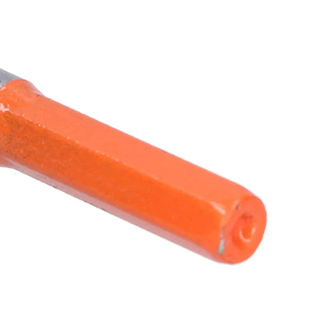 Close-up of Carbide Boring Drill Bit for Woodworking 19mm Hinge Hole Opener with orange coating