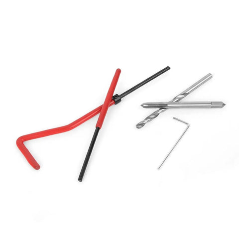 Pro Grade M4 Thread Repair Kit 25 Piece Set For Fixing Stripped Holes And Cross Threads, Cutter And Insert Kit For Auto And Industrial Machinery Maintenance, showing tools included