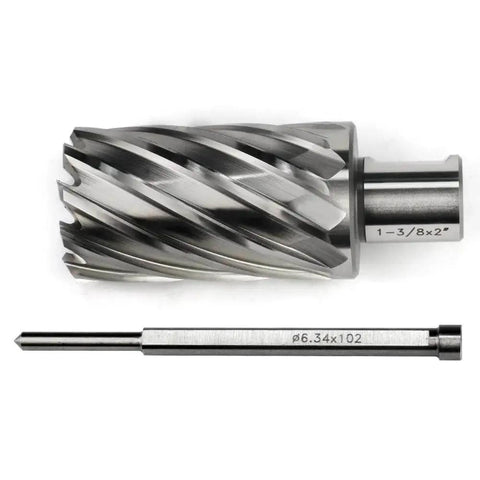 One And Three Eighths Inch Annular Cutter For Magnetic Drill Press With Two Inch Cutting Depth And Weldon Shank With Two Flats And Pilot Pin