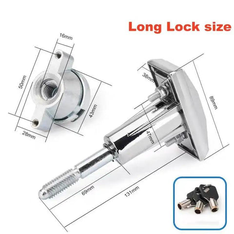 Universal T Handle Vending Machine Lock With Keys, Heavy Duty Zinc Plated Hardware, Includes 3 Keys, product measurements shown