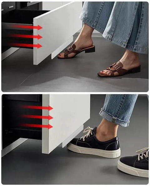 Hands Free Cabinet Foot Pull For Trash Drawer, Durable Stainless Steel Foot Opener For Full Overlay Cabinets In Kitchen, White Finish
