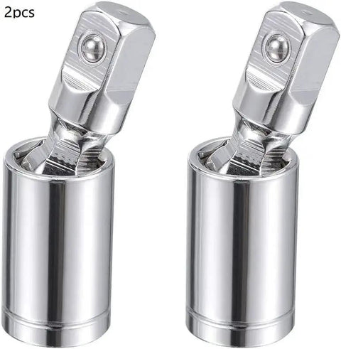 Universal joint socket adapters, chrome 3/8 inch, 2 pcs with swiveling heads