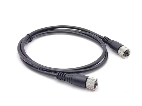 M12 A Code 5 Pin Female to Female Cable, Double Ended, 1 Meter Length, heavy duty shielded for automation use.