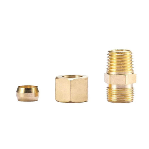 Brass Compression Tube Fitting Connector Straight Coupling Adapter One Quarter Inch Tube OD To One Quarter Inch NPT Male