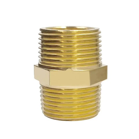 2 Pack Brass Hex Nipple 3/4 NPT To 3/4 NPT Male Thread Pipe Fittings Coupling Connector for Plumbing and Water Systems