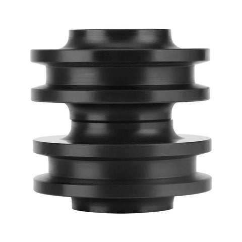 Sliding Barn Door Rollers 2 Pack Sturdy Hardware Wheels For Cabinets And Windows Smooth Glide Quiet Operation Easy Domestic Install Keeps Doors Aligned And Balanced For Everyday Use, showcasing close-up of black roller wheel.