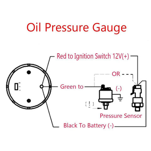 Diagram showing wiring for 2 Inch 52mm Oil Pressure Gauge For Cars With Red LED Needle And Super White Display DC 12V