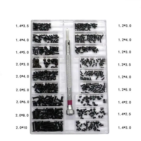 18 Piece Miniature Machine Screw Set With Countersunk And Round Head Screws In Clear Organizer Case For Laptop Repair Glasses And Watch Maintenance Everyday Precision Hardware Kit