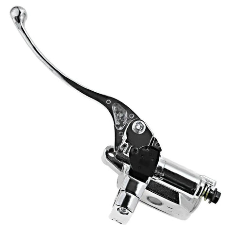 Side view of 1-Inch Chrome Brake Master Cylinder And Clutch Set For Honda Shadow VTX1800 Kawasaki Vulcan Yamaha Road Star Suzuki Left And Right Pair Ride Ready Chrome Upgrade To Improve Looks And Performance