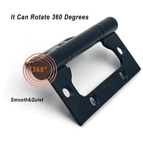 Heavy Duty Stainless Steel Door Hinges 4 By 3 Inches Non Mortise Easy Install Smooth Quiet Operation Ideal For Interior Doors Beefy Rust Resistant Hardware 6 Pack Black shown rotating 360 degrees