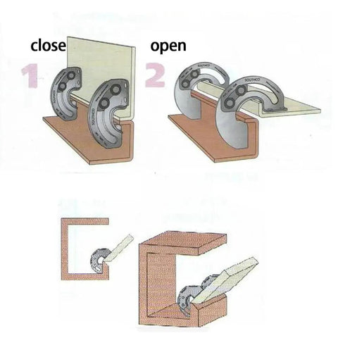 Installed two-piece DUSAHDSG round-torque concealed cabinet hinge set, stainless steel, internal swivel