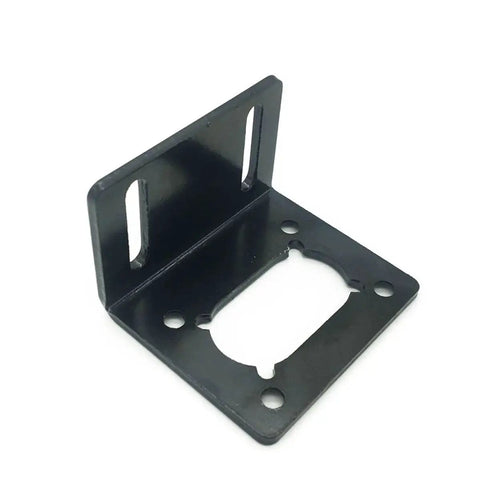 Mini Mounting Bracket For A58 Worm Gear DC Motor With 8mm Shaft, 12V Or 24V DC, black metal bracket with screw holes.