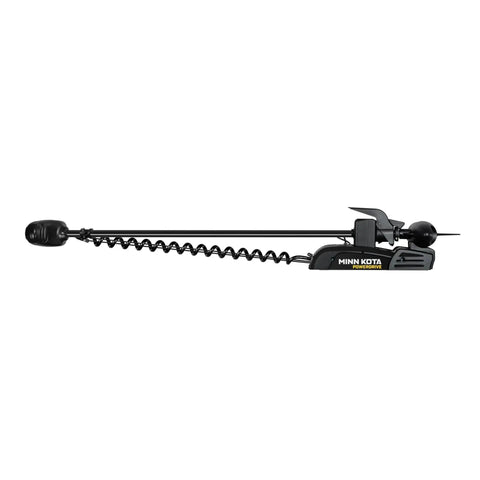 Side view of PowerDrive Bow Mount Electric Trolling Motor With GPS Spot Lock, Dual Spectrum Chirp Sonar, 55 Lb Thrust, 54 Inch Shaft.