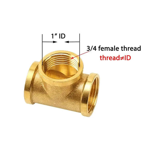 Brass Pipe Fittings Three Piece NPS Female Tee Three Quarter Inch By Three Quarter Inch By Three Quarter Inch Forged Tube Fittings