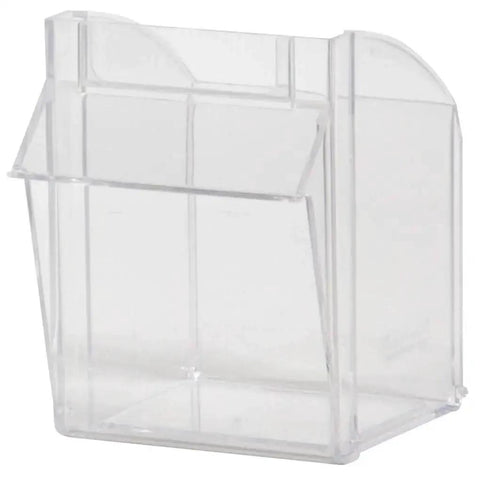 Side view of a clear bin from TiltView Plastic Storage Cabinet With Tilt Out Bins A Versatile Organizer For Home Office School And Workshop Use As A Makeup Organizer Hardware Box Medical Supply Organizer And Teacher Toolbox.