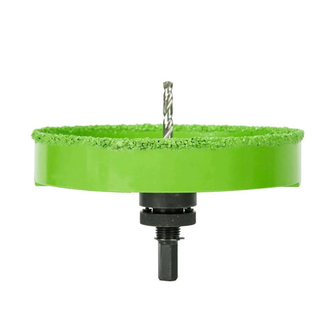 6 Inch Carbide Hole Saw With Arbor For Recessed Lights Clean Cut For Plaster And Drywall Sheetrock 2X Faster Long Life Tungsten Carbide Grit Shank Fits One Half Inch Chuck HLOFIZI side view