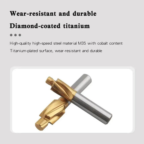 HSS M2 TiN Coated 5-Piece Counterbore End Mill Set For M3 To M8 Sizes, showing two gold and silver cutting tools.