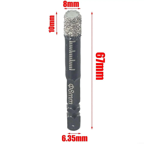 Diamond Dry Drill Bit Set For Marble Ceramic Tile Glass Granite And Concrete With Internal Cooling Wax For Smooth Fast Dry Core Drilling 8mm bit
