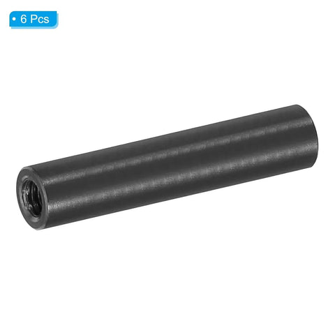 6 Pack M3 Aluminum Threaded Standoff Spacer Nuts 25mm Length Black Round Female Coupling 1/8 Inch ID x 3/16 Inch OD