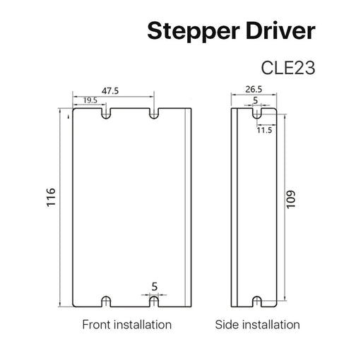 Technical diagram of Beefy Closed Loop Servo Motor For CNC With 57mm Frame Nema 23 Stepper Encoder Easy Servo Driver Three Nm Torque Five A Current.